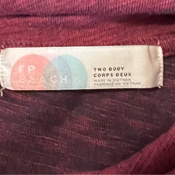 FREE PEOPLE BEACH Cowl Neck Cocoon Pullover Tee Sweater OS Burgundy Red funnel - Picture 10 of 11